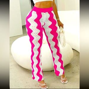 Knit Wavy Striped Straight Pants